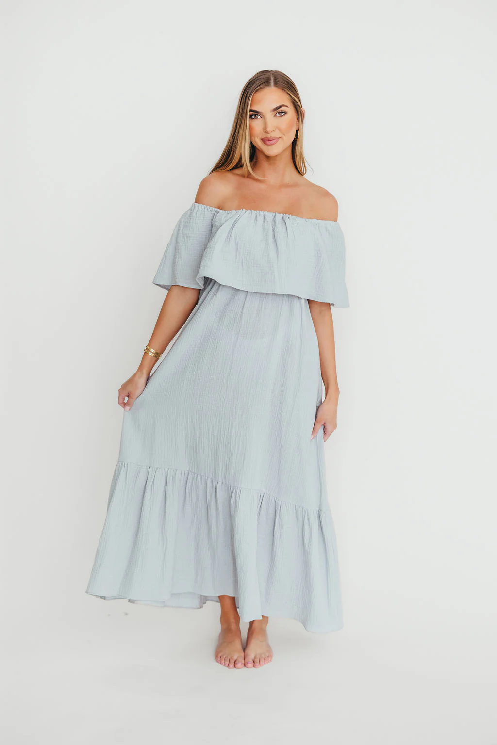 Josie 100% Cotton Maxi Dress in Cloud - Bump & Nursing Friendly - Fashionser