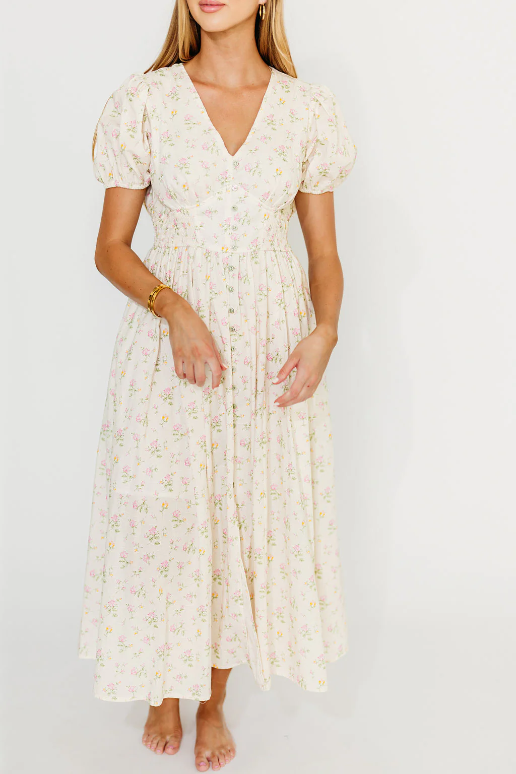 Kylee 100% Cotton Floral Maxi Dress in English Rose - Nursing Friendly - Fashionser