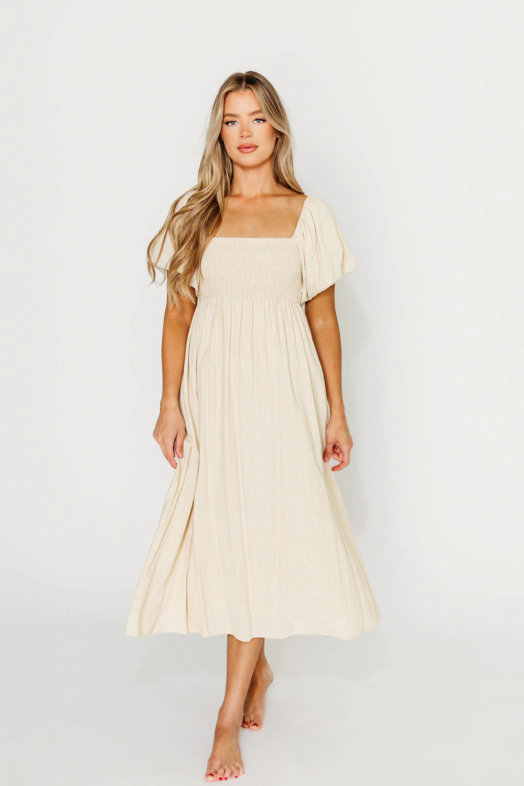 Rosalie Maxi Dress in Linen - Bump-Friendly - Fashionser