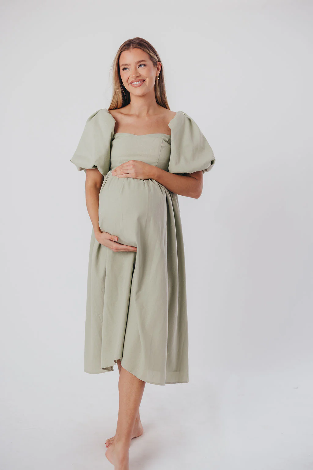 Hamilton Midi Dress in Olive - Bump Friendly (S-2XL) - Fashionser