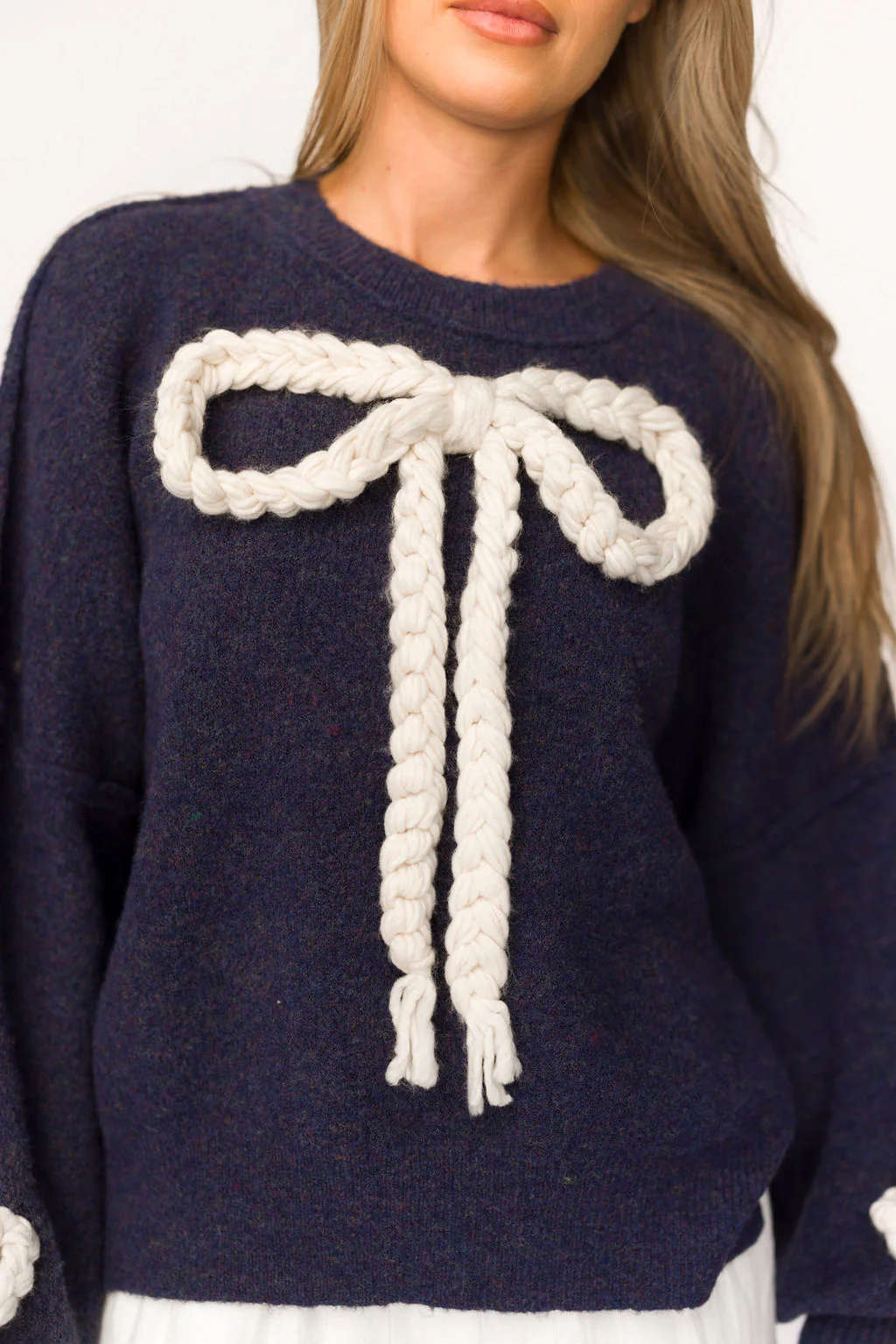 Clara Oversized Pullover Sweater in Navy - Fashionser