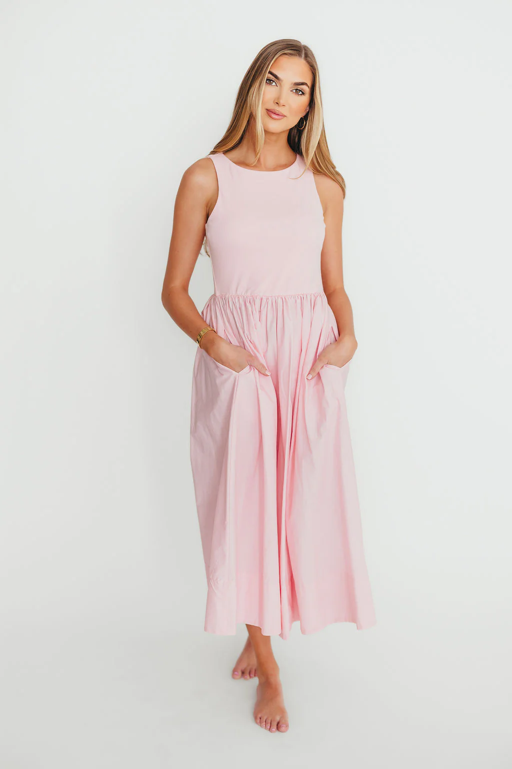 Lynn Midi Dress in Pink - Fashionser