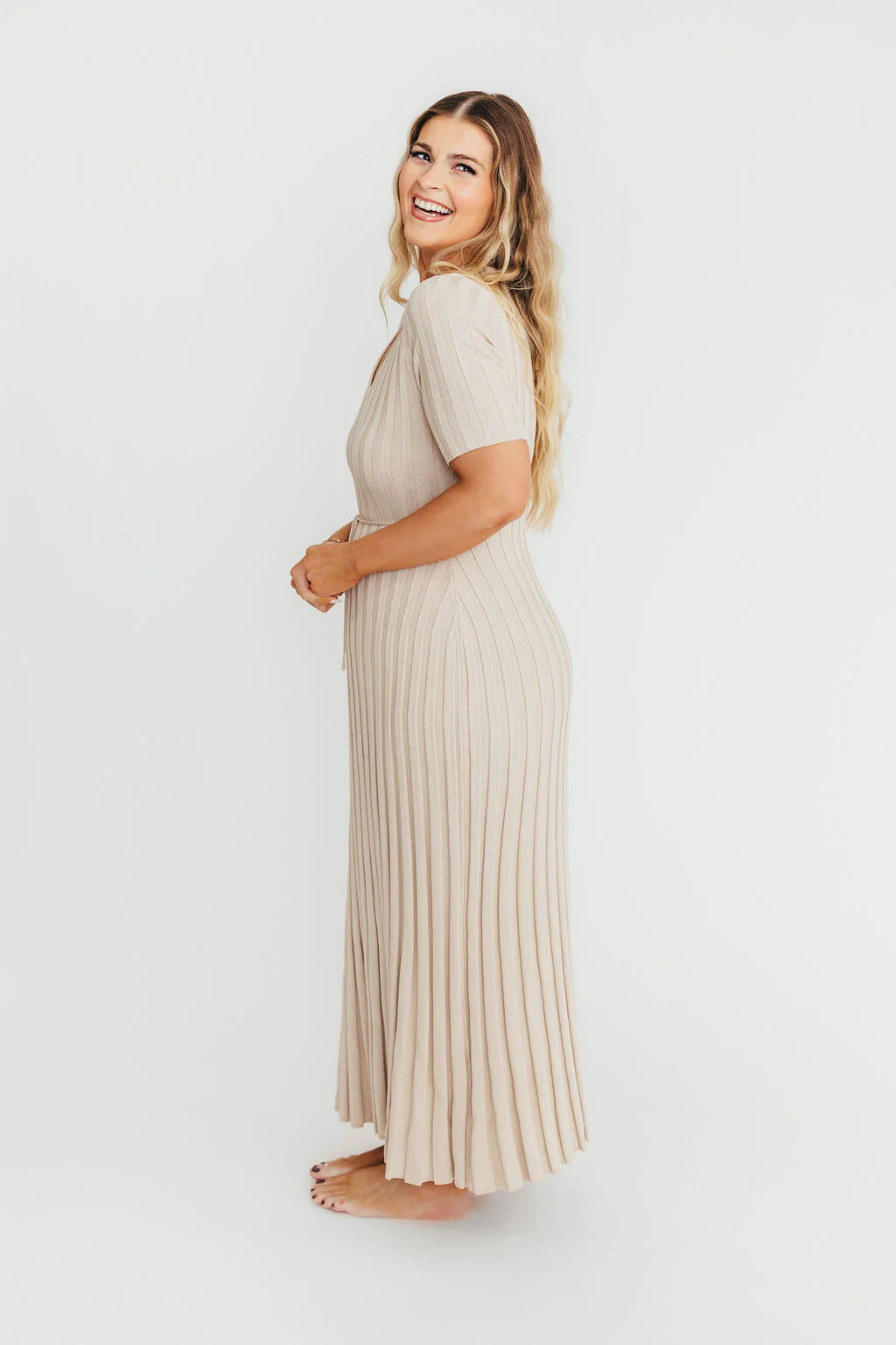 Oakley Ribbed Maxi Dress in Dusty Taupe - Bump Friendly - PRE-ORDER - Fashionser