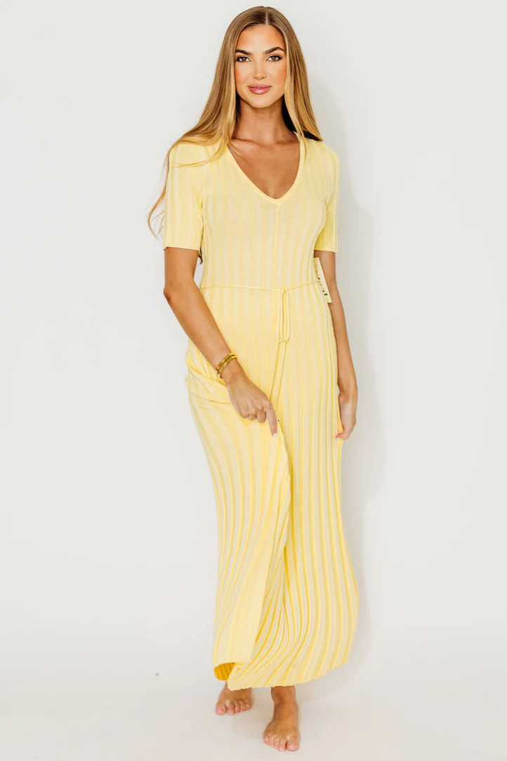 Oakley Ribbed Maxi Dress in Light Yellow - Bump Friendly - PRE-ORDER - Fashionser