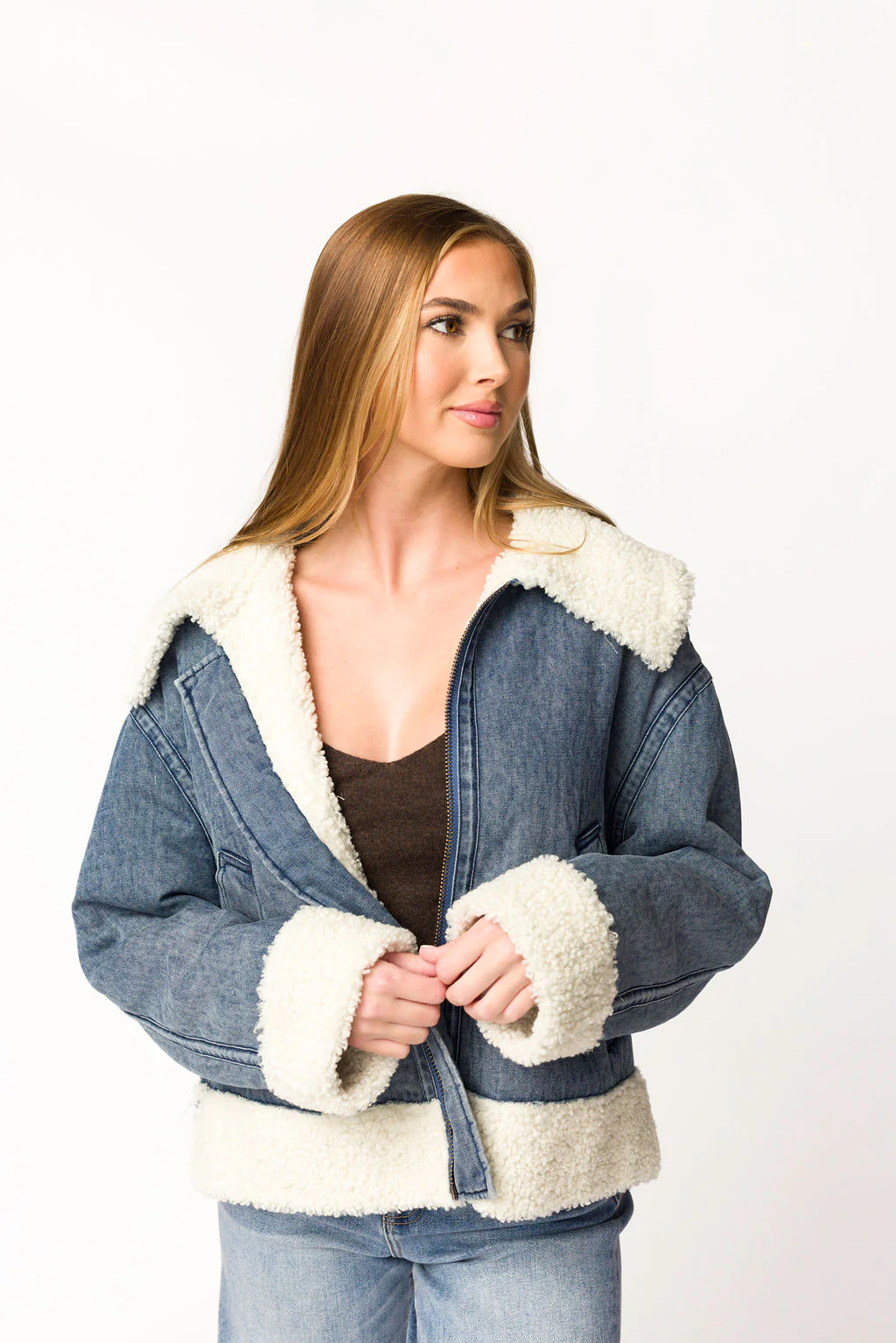 Caitlyn Sherpa and Denim Jacket - Fashionser