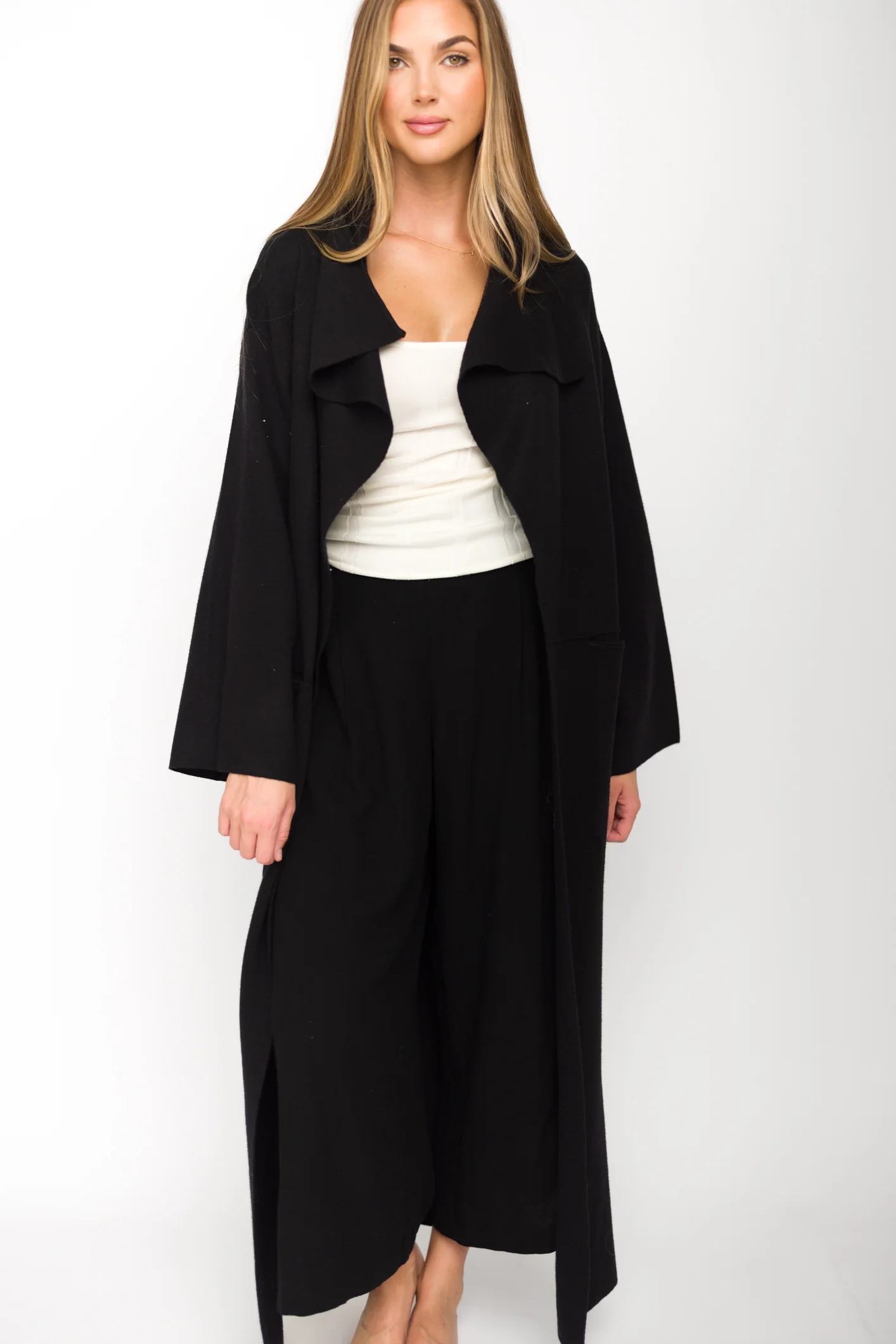 Elsa Sweater Coat in Black - Fashionser