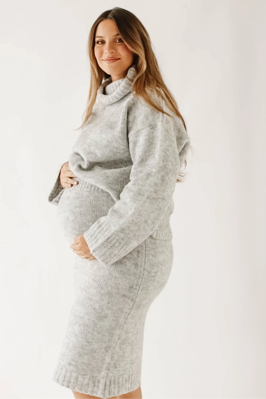 Robyn Knit Skirt in Heather Grey - Bump Friendly - Fashionser