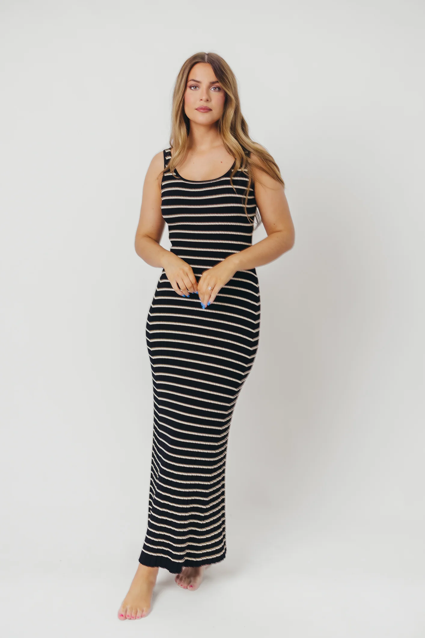 Scarlett Tank Maxi Dress in Black/Cream - Fashionser