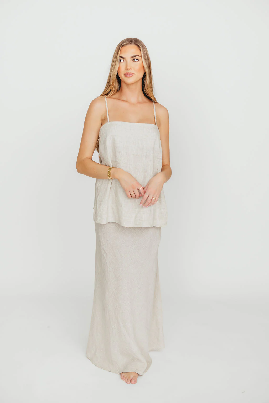 Novella 100% Linen Woven Maxi Skirt in Linen - Fashionser