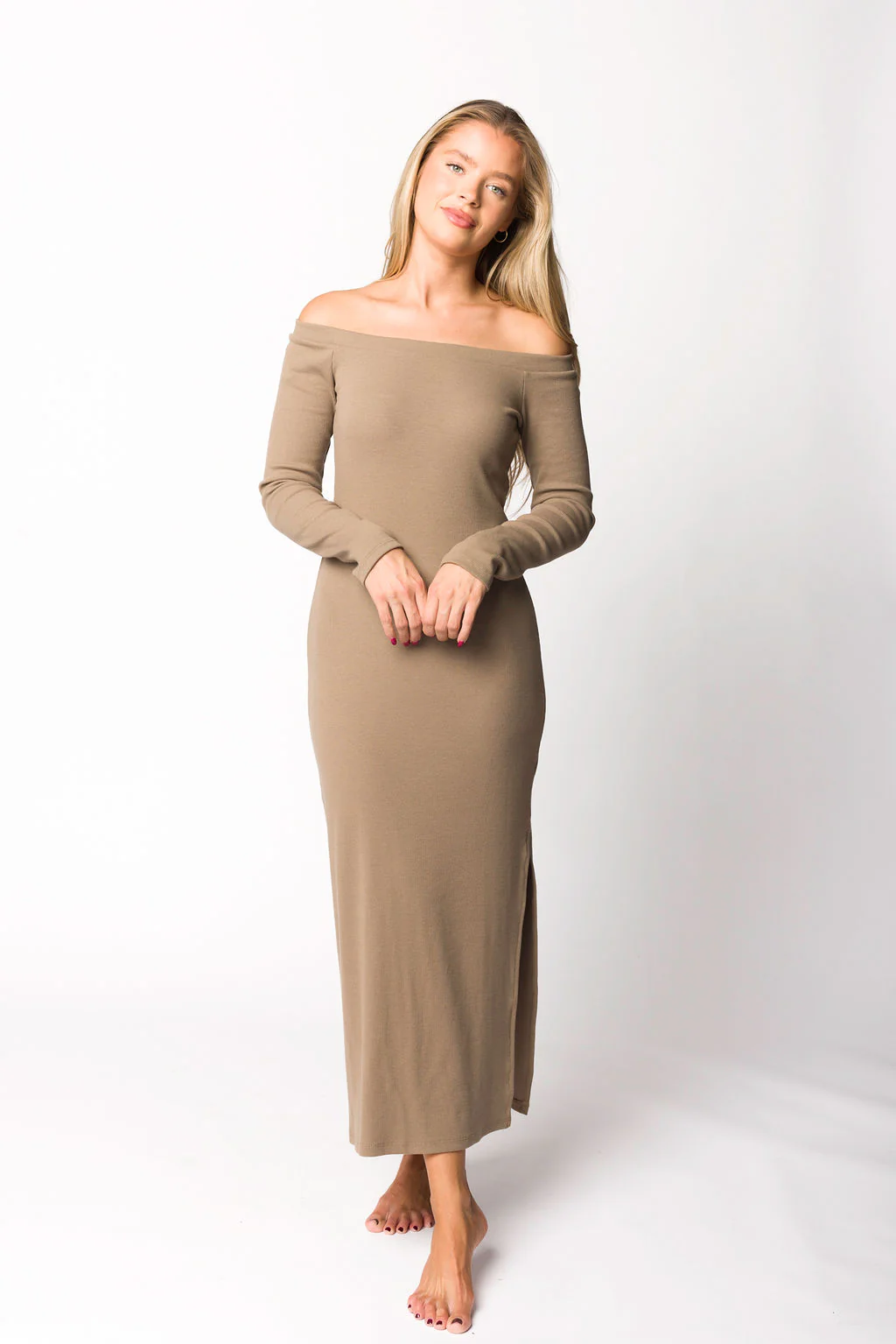 Leola Maxi Dress in Burnt Taupe - Fashionser