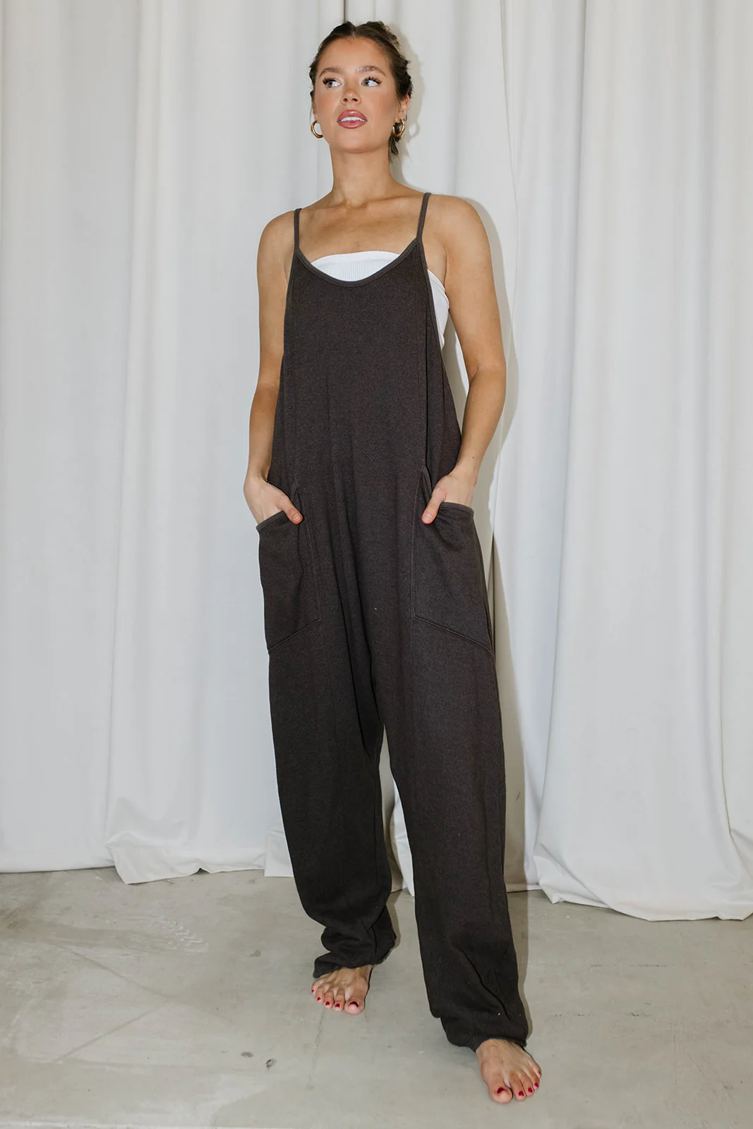 Raelynn Jumpsuit in Washed Black - Fashionser