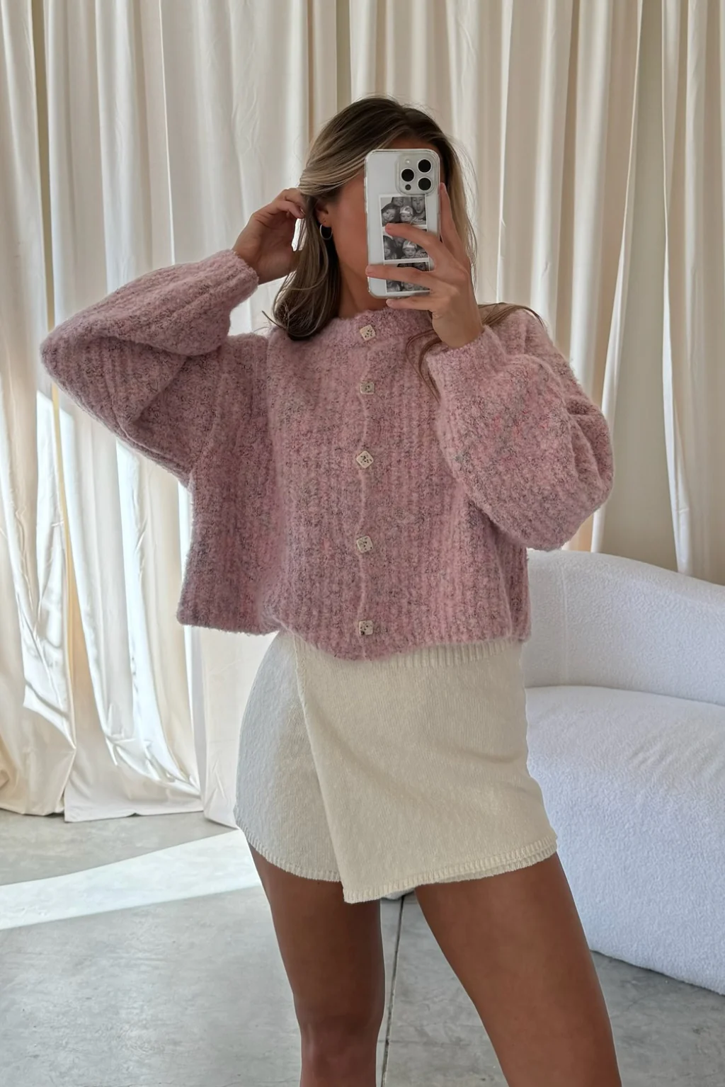 Carolina Sweater Skort in Cream - Fashionser