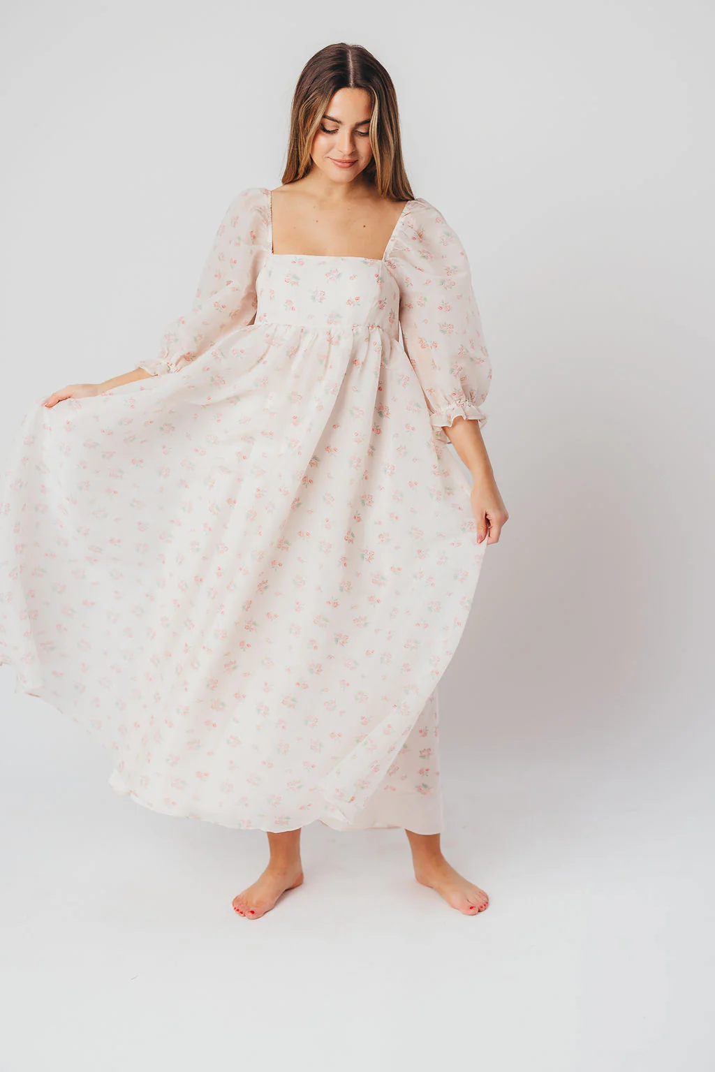 *New* Mona Maxi Dress with Smocking in Blush Floral - Bump Friendly & Inclusive Sizing (S-3XL) - Fashionser