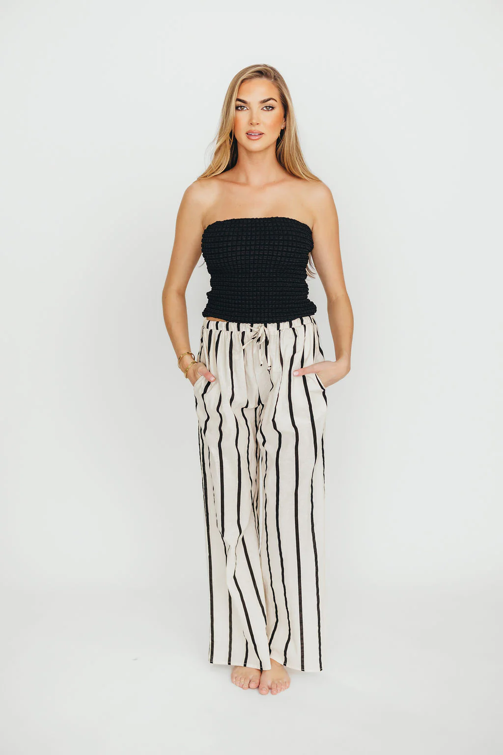 Poppy Textured Tube Top in Black - Fashionser
