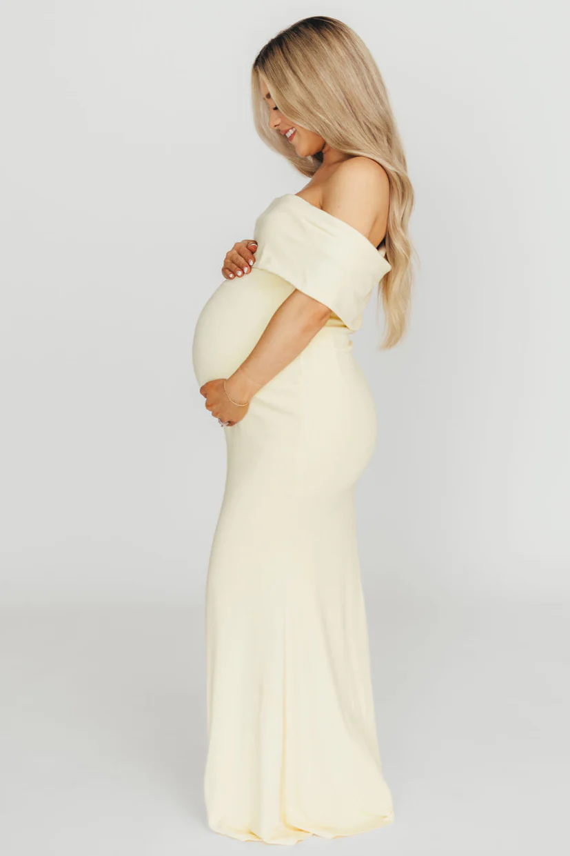 Monroe Maxi Dress in Butter Yellow - Bump Friendly - Fashionser