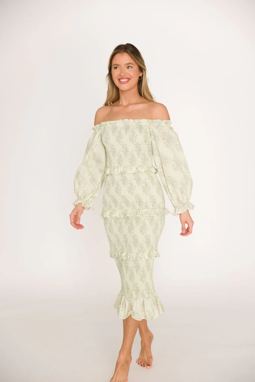 The Chloe Midi Dress in Sage - Bump Friendly - Fashionser