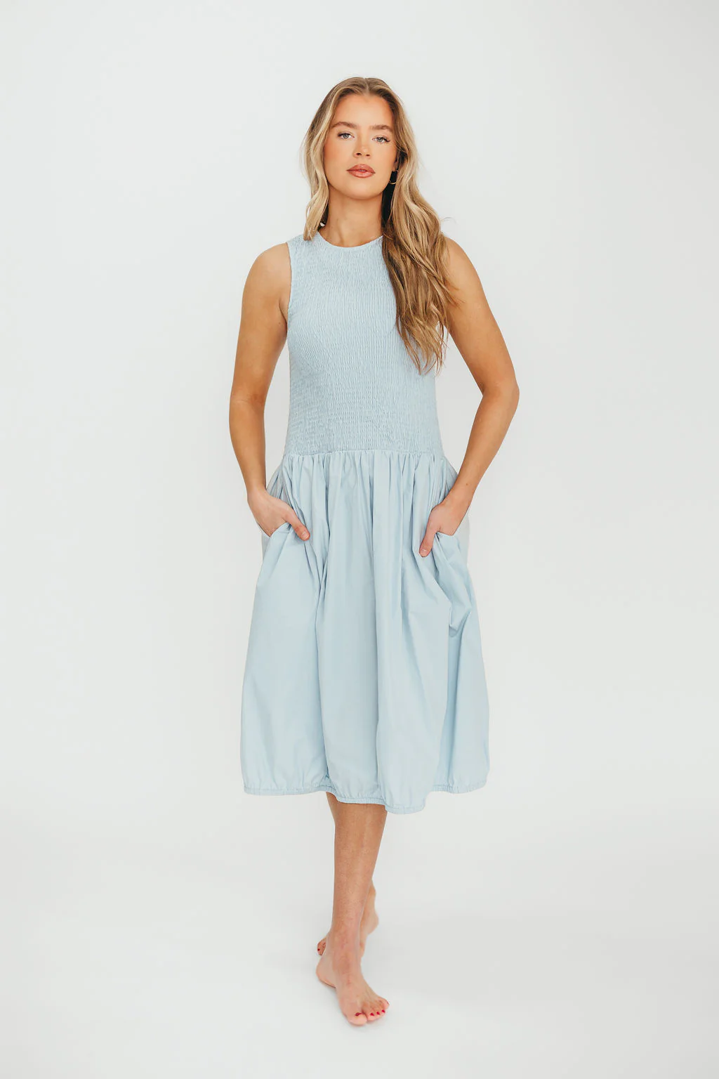 Isla 100% Cotton Dress in Blue - Fashionser
