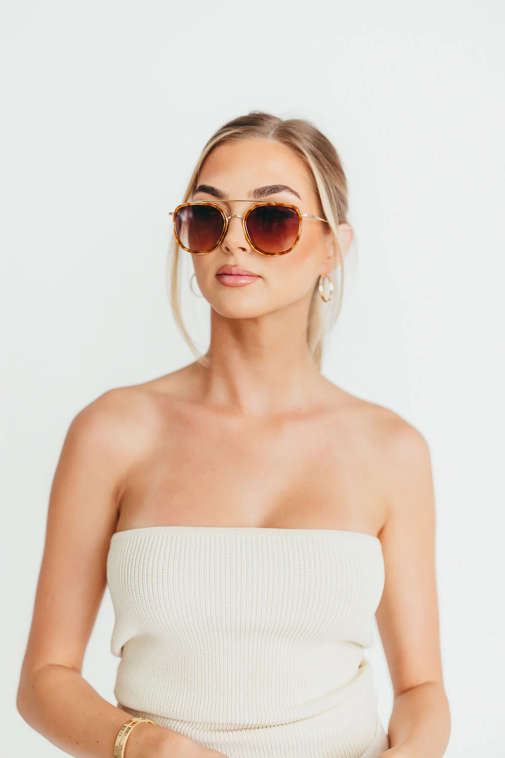 Weston Acetate Round Sunglasses in Light Tortoise/Brown - Fashionser
