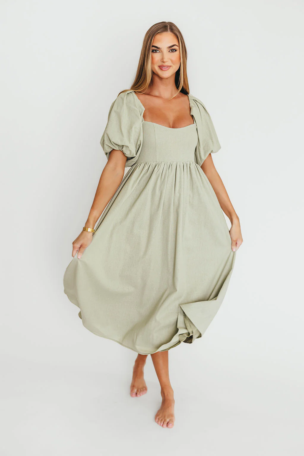 Hamilton Midi Dress in Olive - Bump Friendly (S-2XL) - Fashionser