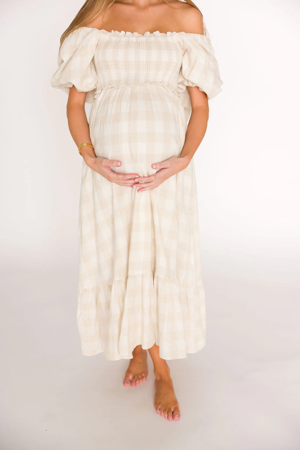 Addyson Maxi Dress in Natural Multi- Cotton/Linen Blend- Bump Friendly (Restocking in May) - Fashionser
