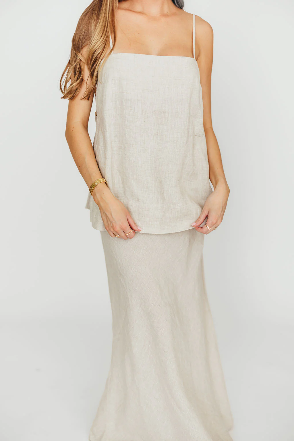 Julieta 100% Linen Top Woven in Linen - Fashionser