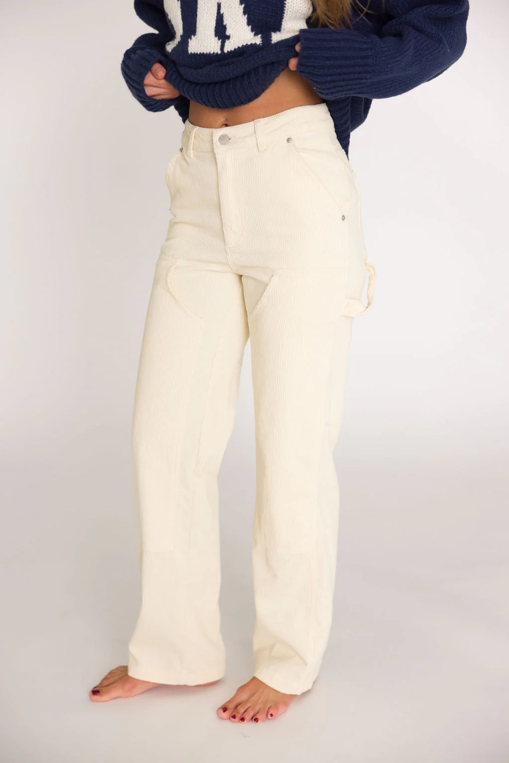 Corduroy Pants in Cream - Fashionser