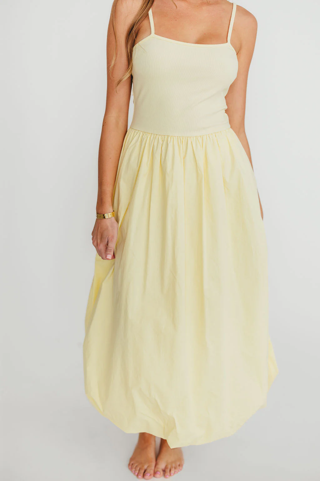 Marisol Bubble Maxi Dress in Yellow - Fashionser