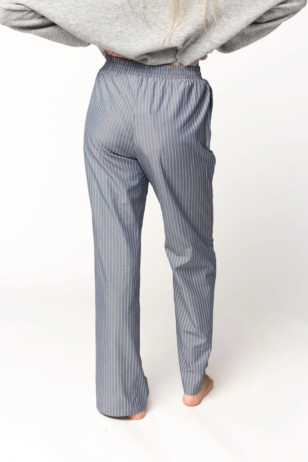 Michelle Striped Pajama Style Pants in Midnight - Fashionser