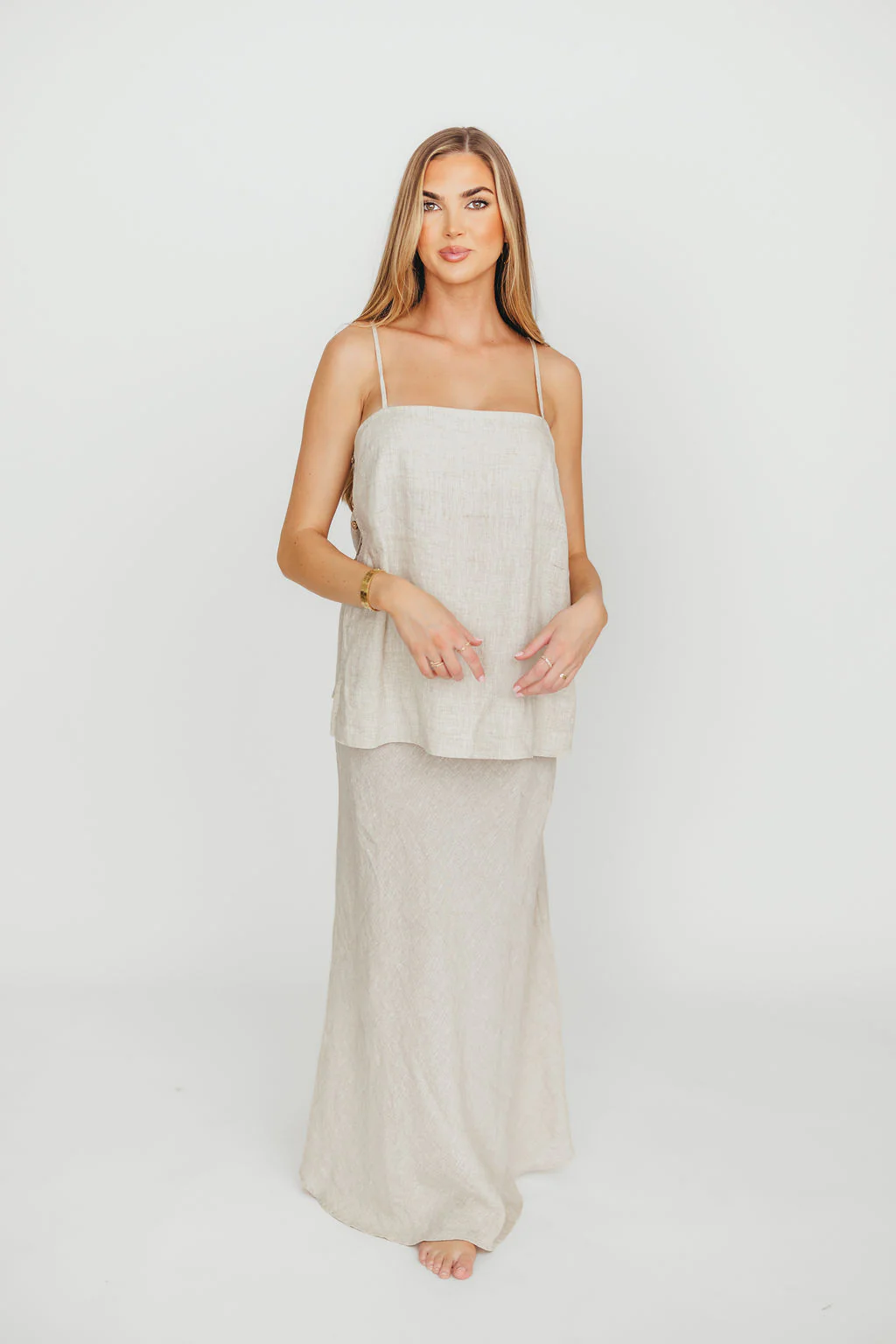 Novella 100% Linen Woven Maxi Skirt in Linen - Fashionser