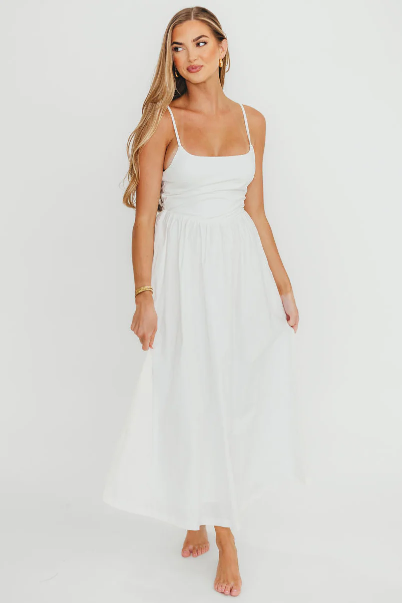 Dorit Everyday Elegance Stretch Top Maxi Dress in White - Fashionser