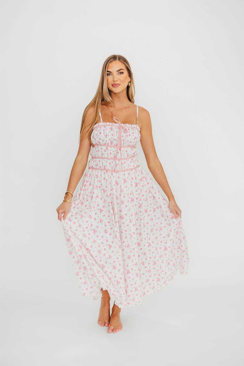 Vanessa Midi Dress in Pink - Fashionser