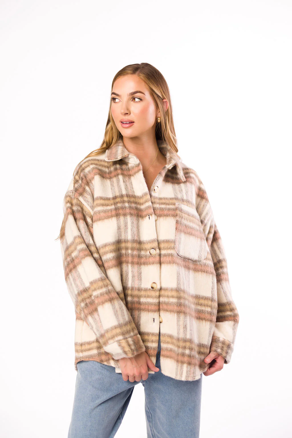 Kingston Flannel Jacket in Natural Plaid - Fashionser