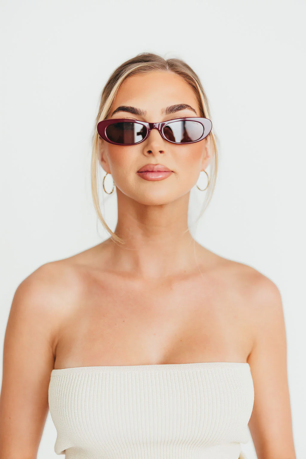 Sophie Acetate Cat Eye Sunglasses in Burgundy - Fashionser