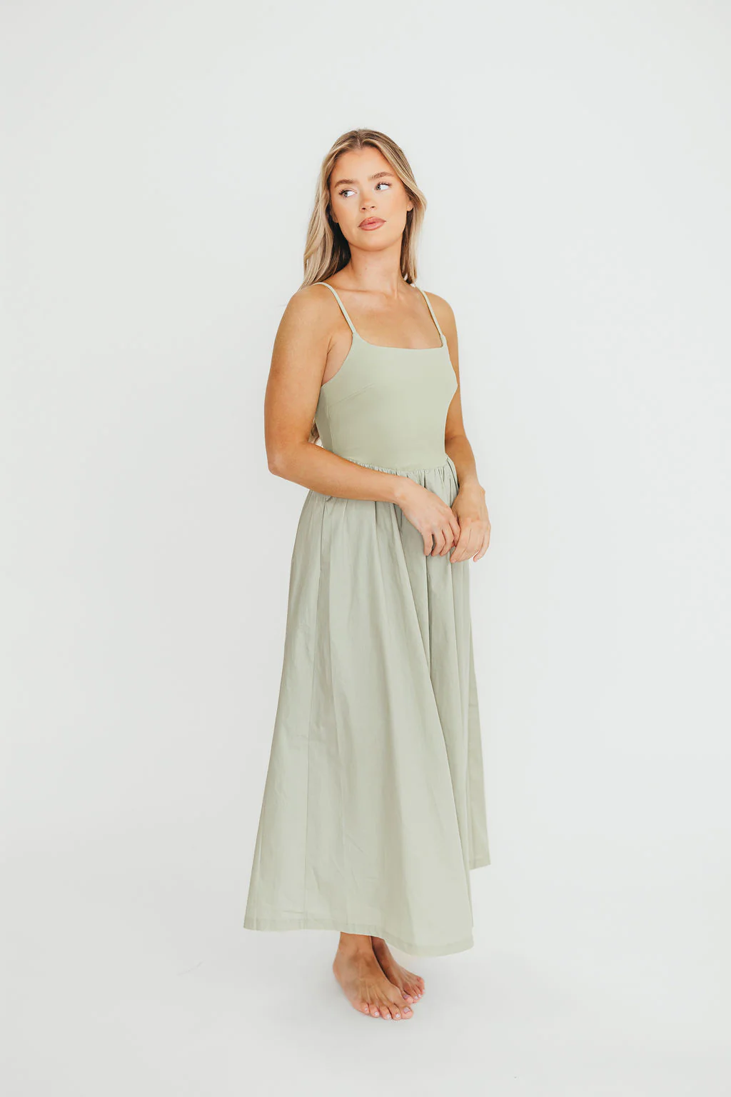 Dorit Everyday Elegance Stretch Top Maxi Dress in Light Sage - Fashionser
