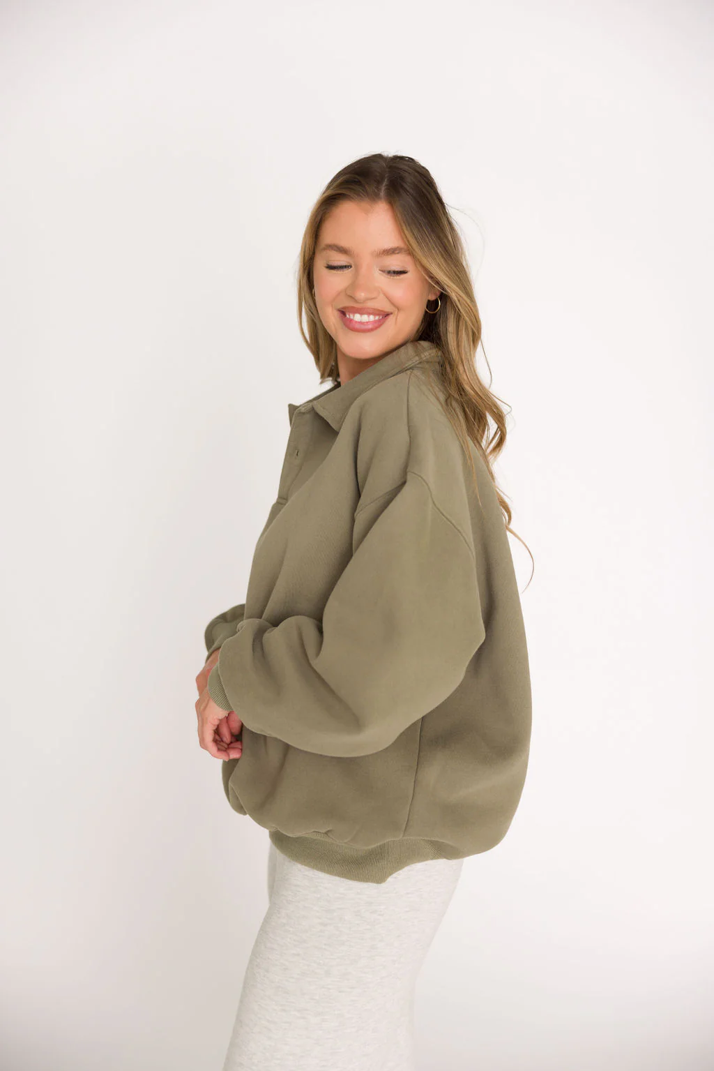 Airport 100% Cotton Sweatshirt in Sandstone - Fashionser
