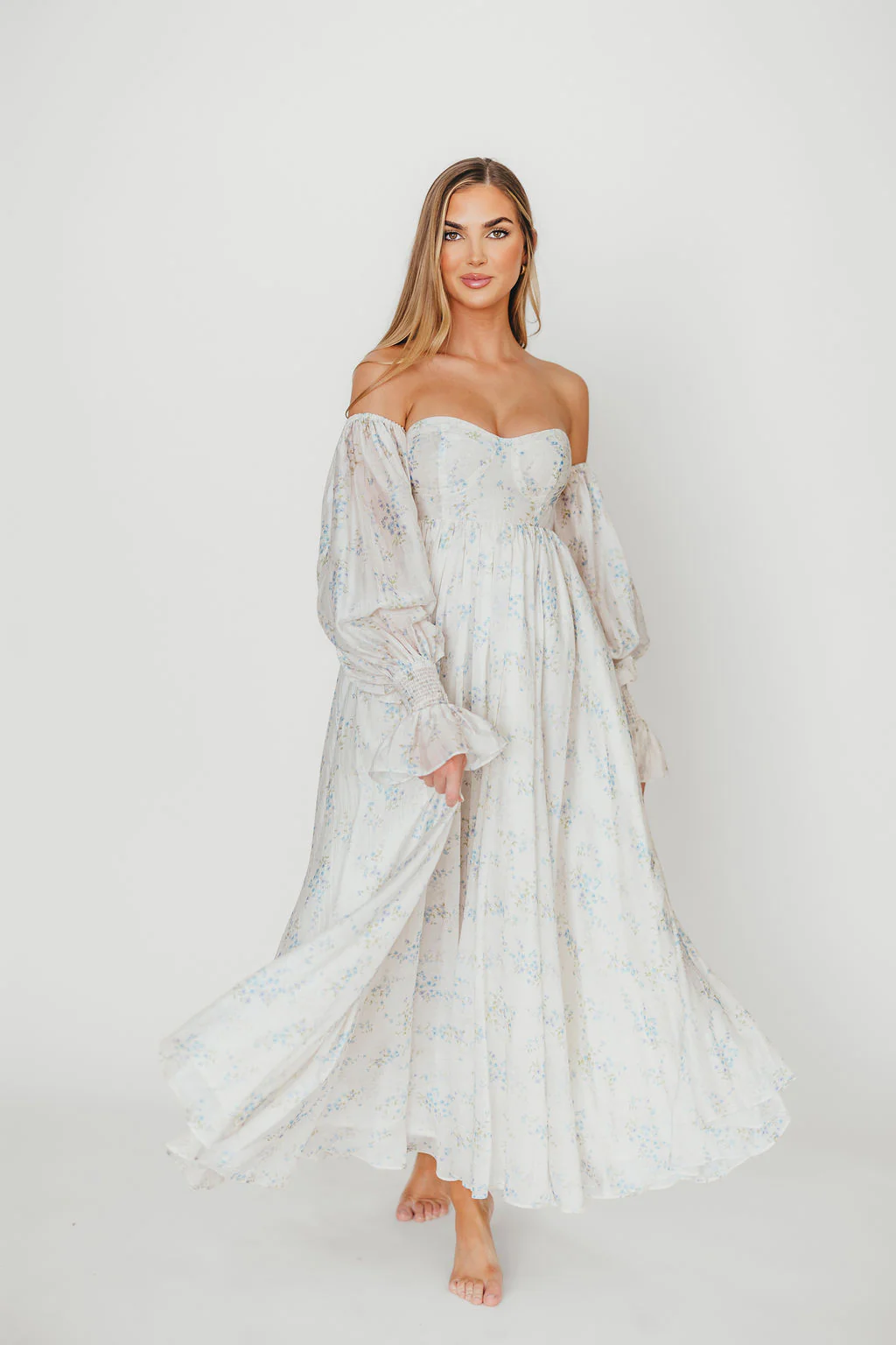 Dear Skye Baby Floral Dress in Blue - Bump Friendly - Fashionser