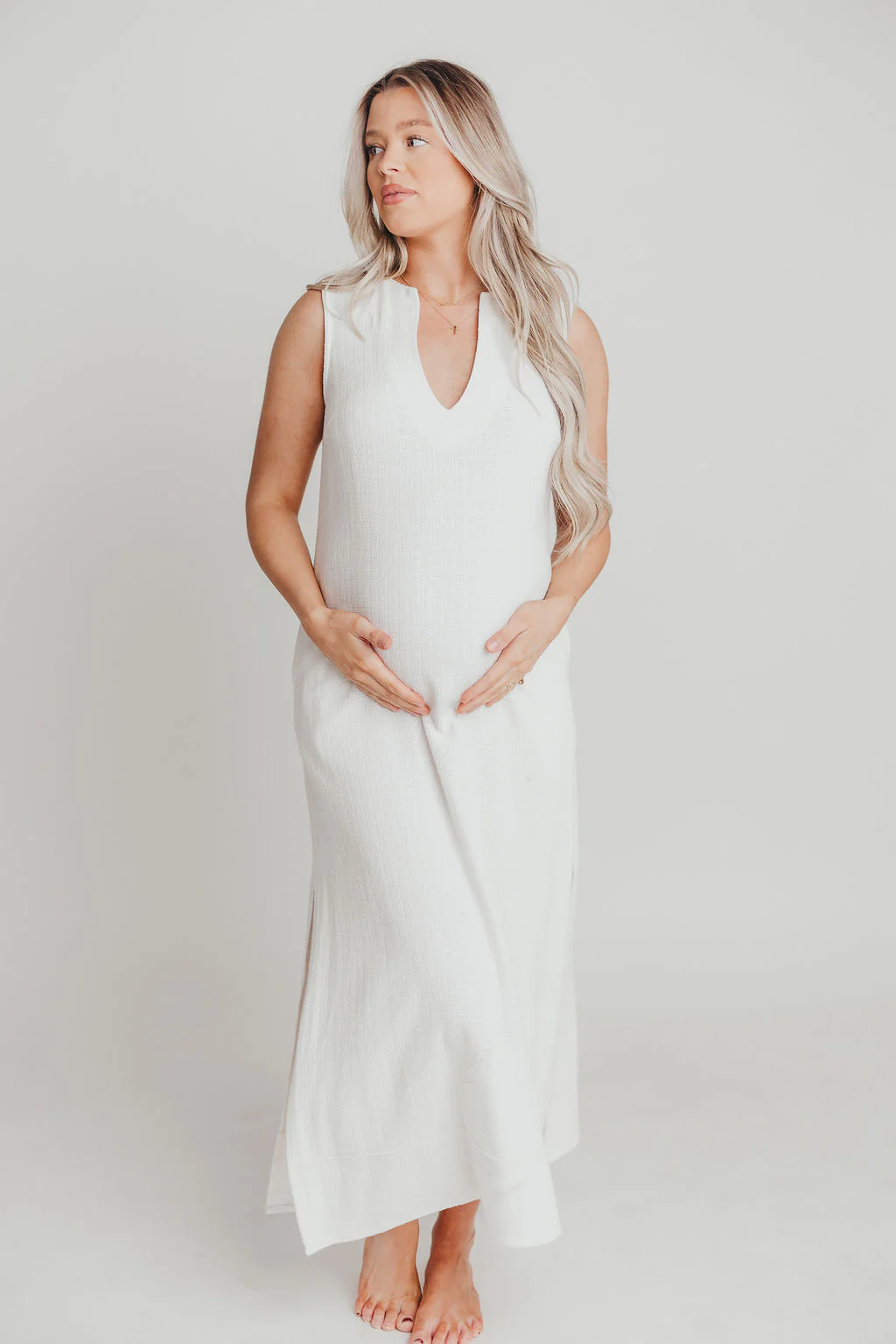 How Sweet It Is Sleeveless Linen-Blend Maxi in Ivory - Bump Friendly - Fashionser