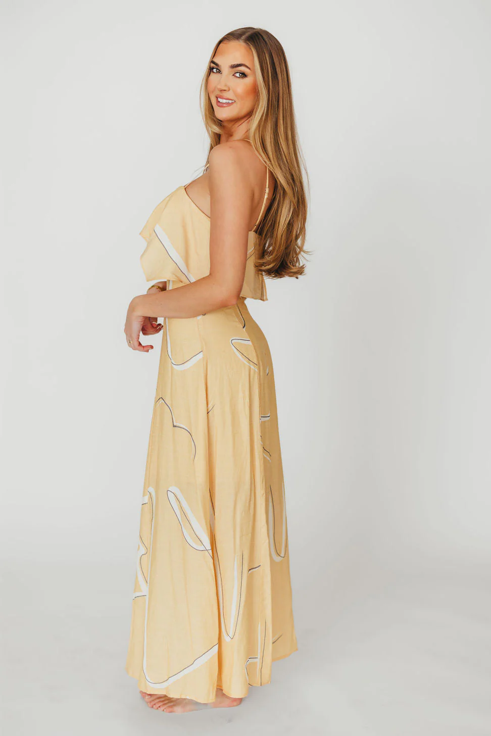 Lark Ruffle Detail Maxi Dress in Mango - Fashionser