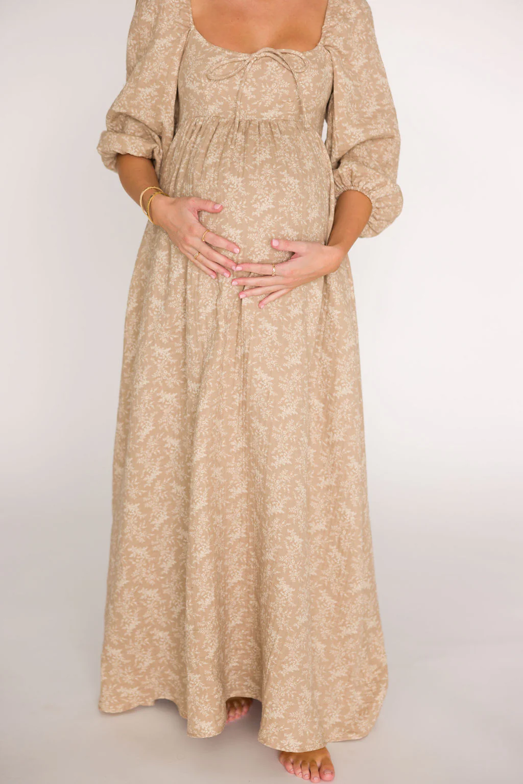 Peyton 100% Cotton Maxi Dress in Mocha Floral - Bump Friendly (XS-XL) - Fashionser