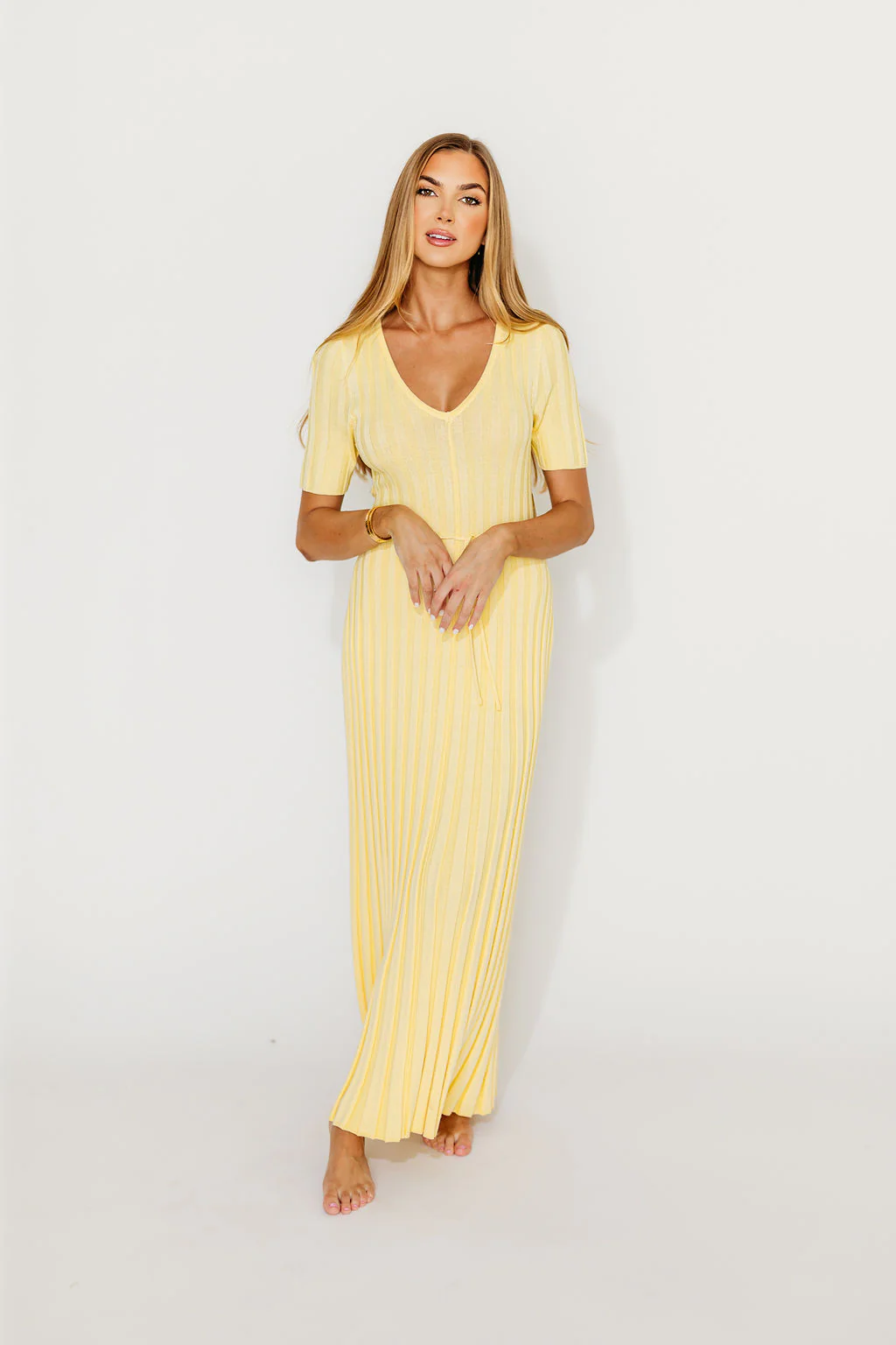 Oakley Ribbed Maxi Dress in Light Yellow - Bump Friendly - PRE-ORDER - Fashionser