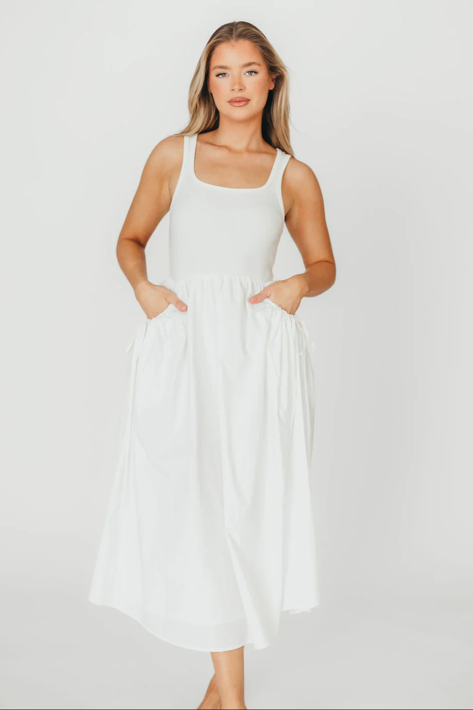Lucca Midi Dress in Off-White - Fashionser