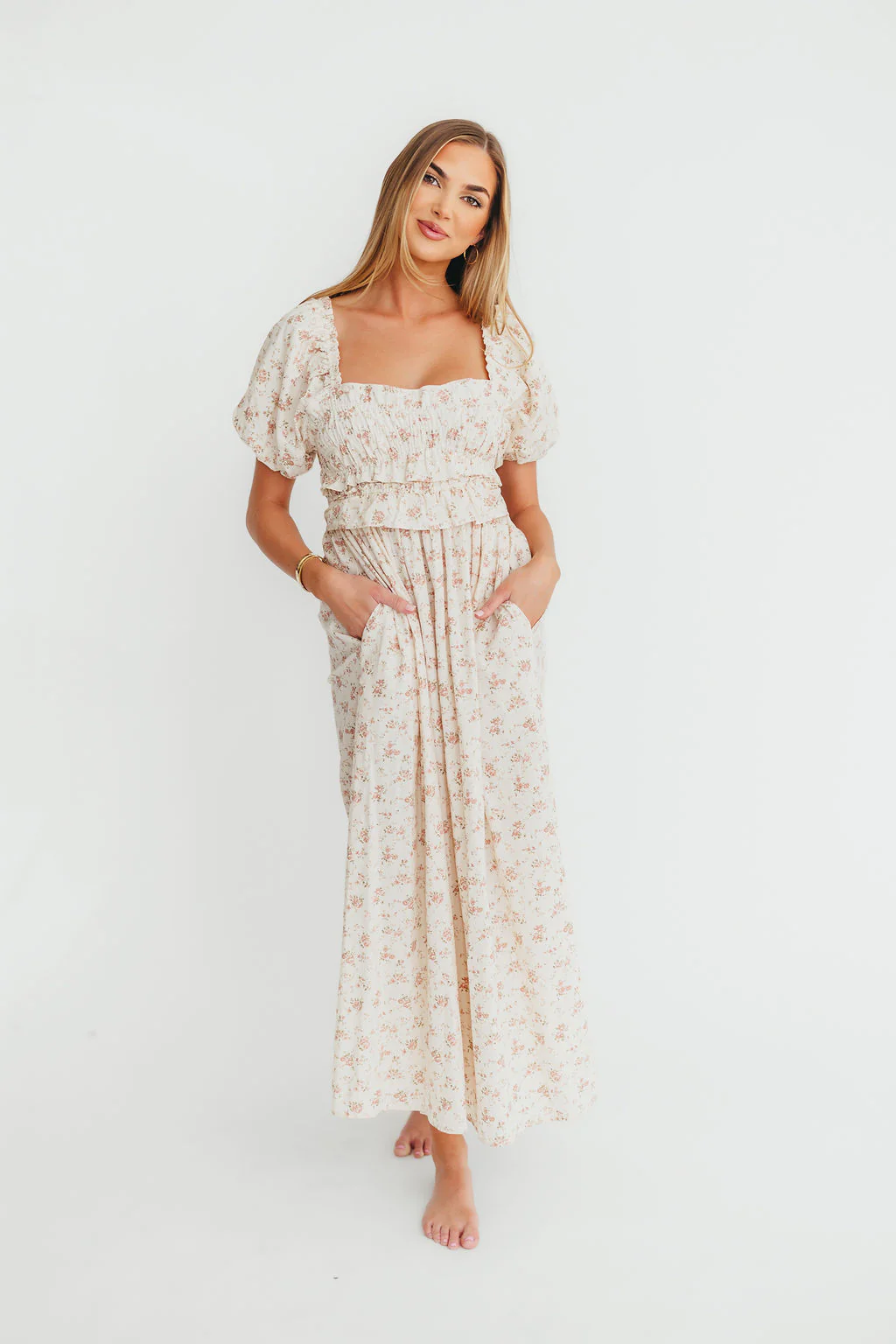 Finley 100% Cotton Peplum Midi Dress in Petal Pink - Bump & Nursing Friendly - Fashionser