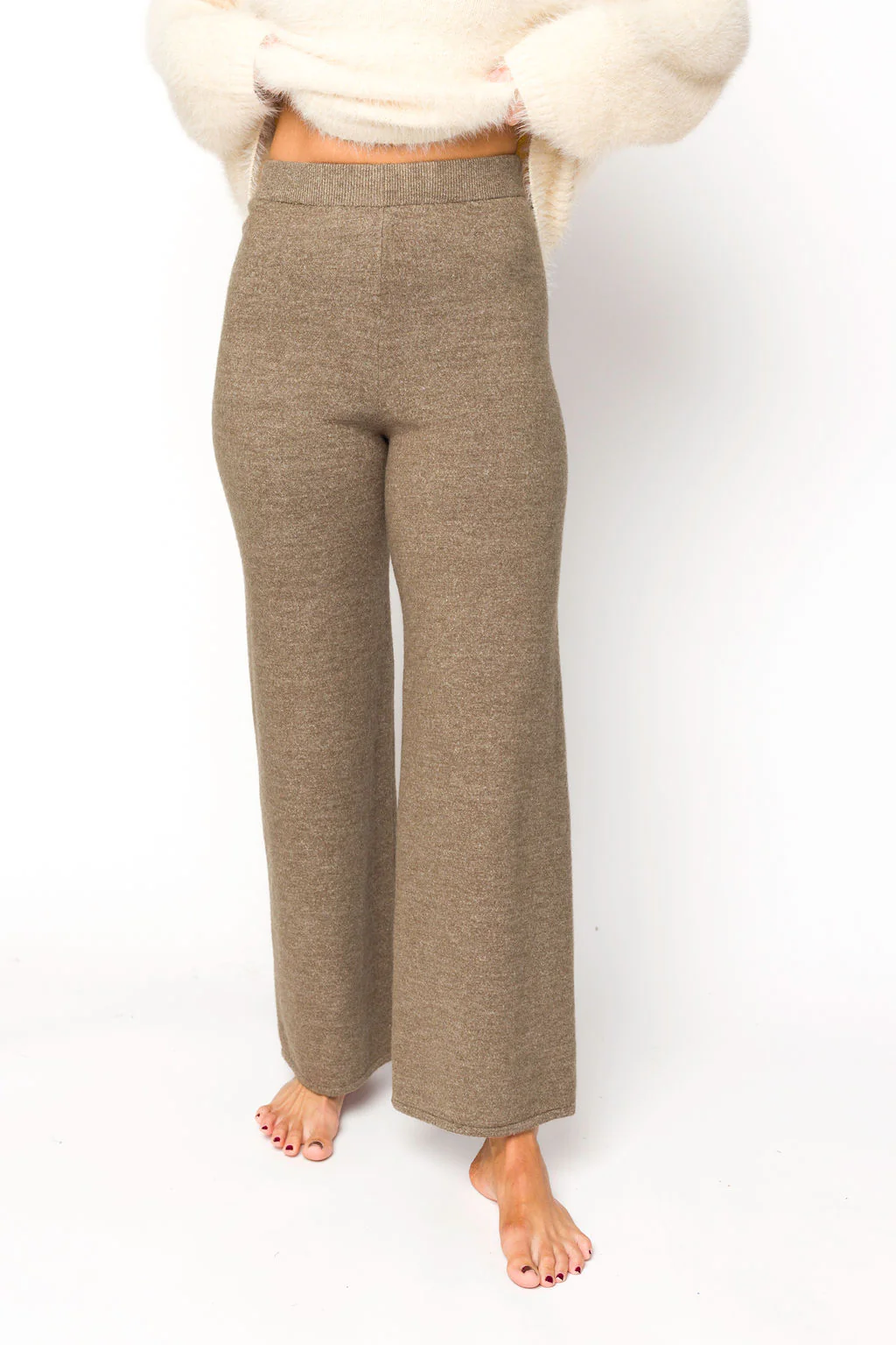 Owen Straight Leg Knit Pants in Field Grey - Bump Friendly - Fashionser