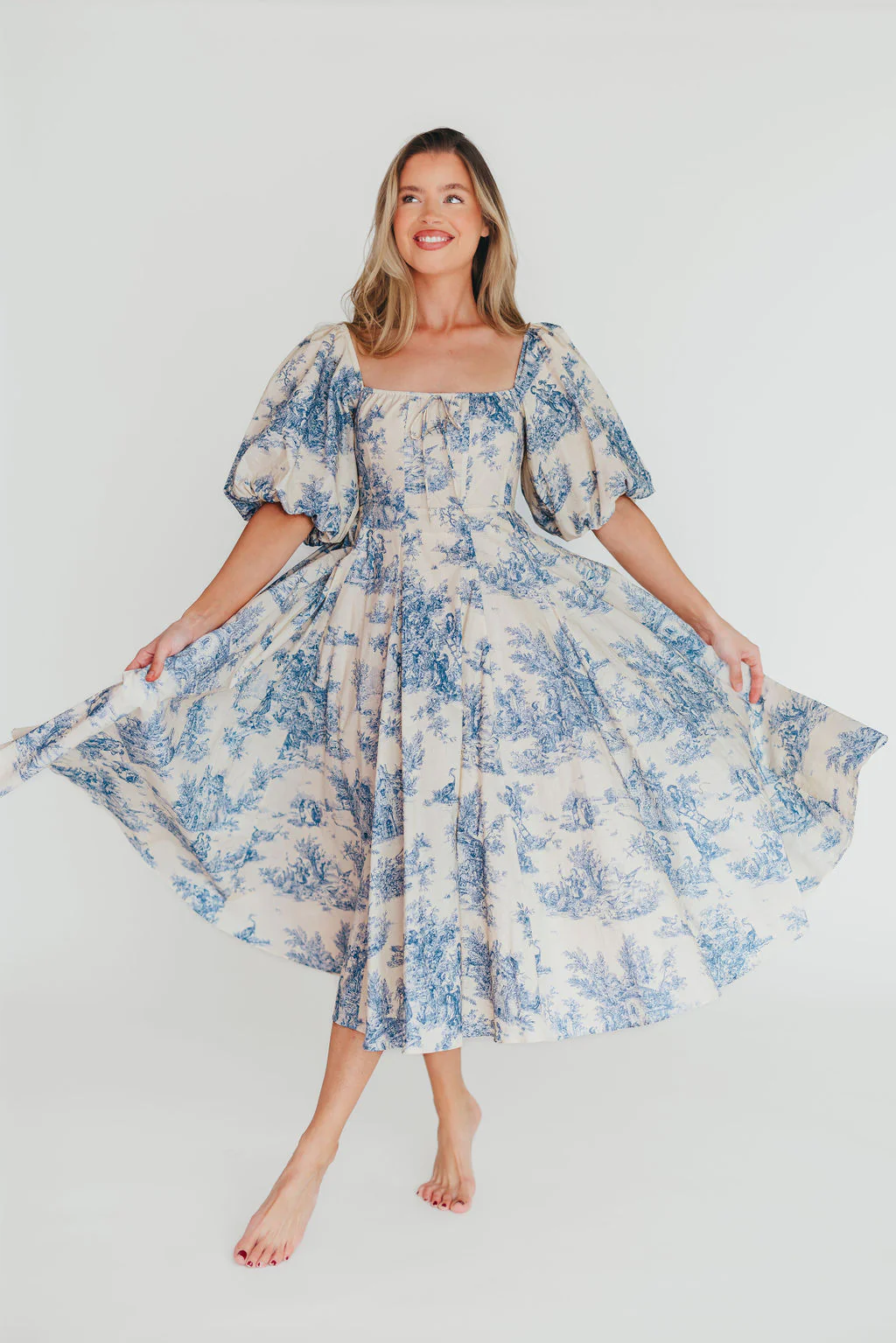 Mary Elizabeth Midi Dress in Blue - Fashionser