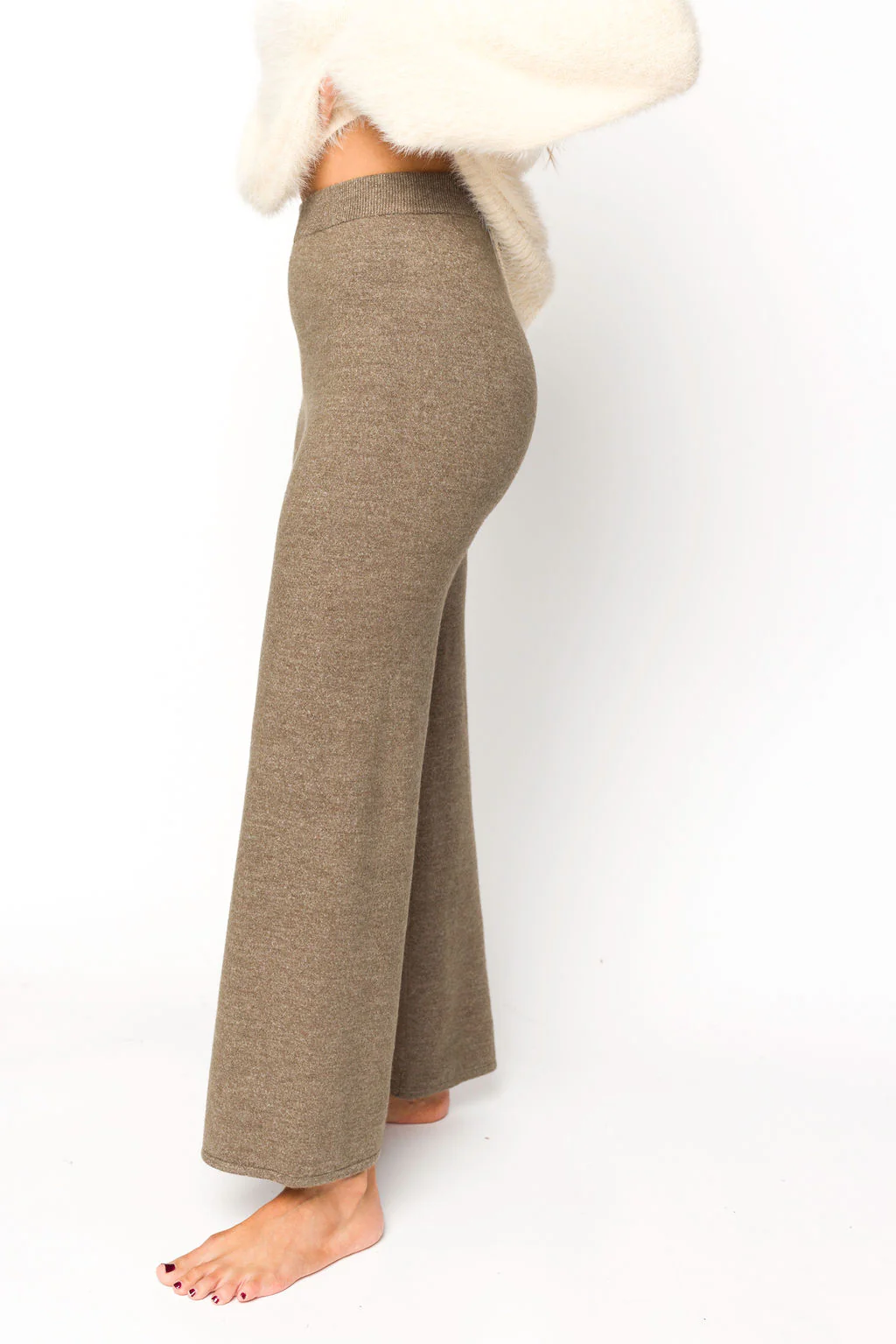 Owen Straight Leg Knit Pants in Field Grey - Bump Friendly - Fashionser