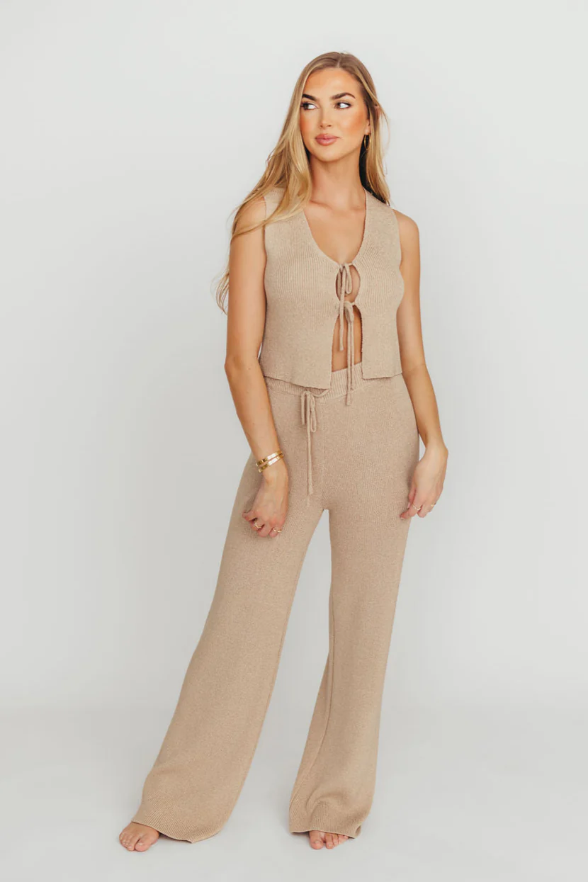 Maya Knit Vest and Pant Set in Mocha - Fashionser