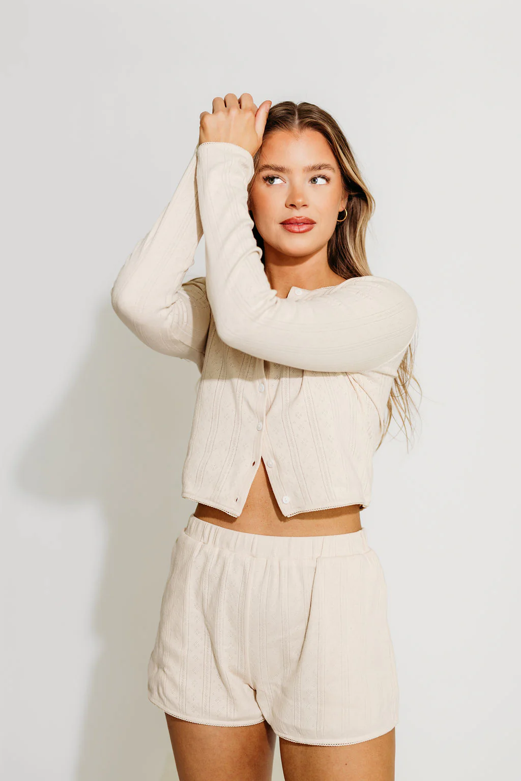 Andie Pointelle Short in Cream - Fashionser