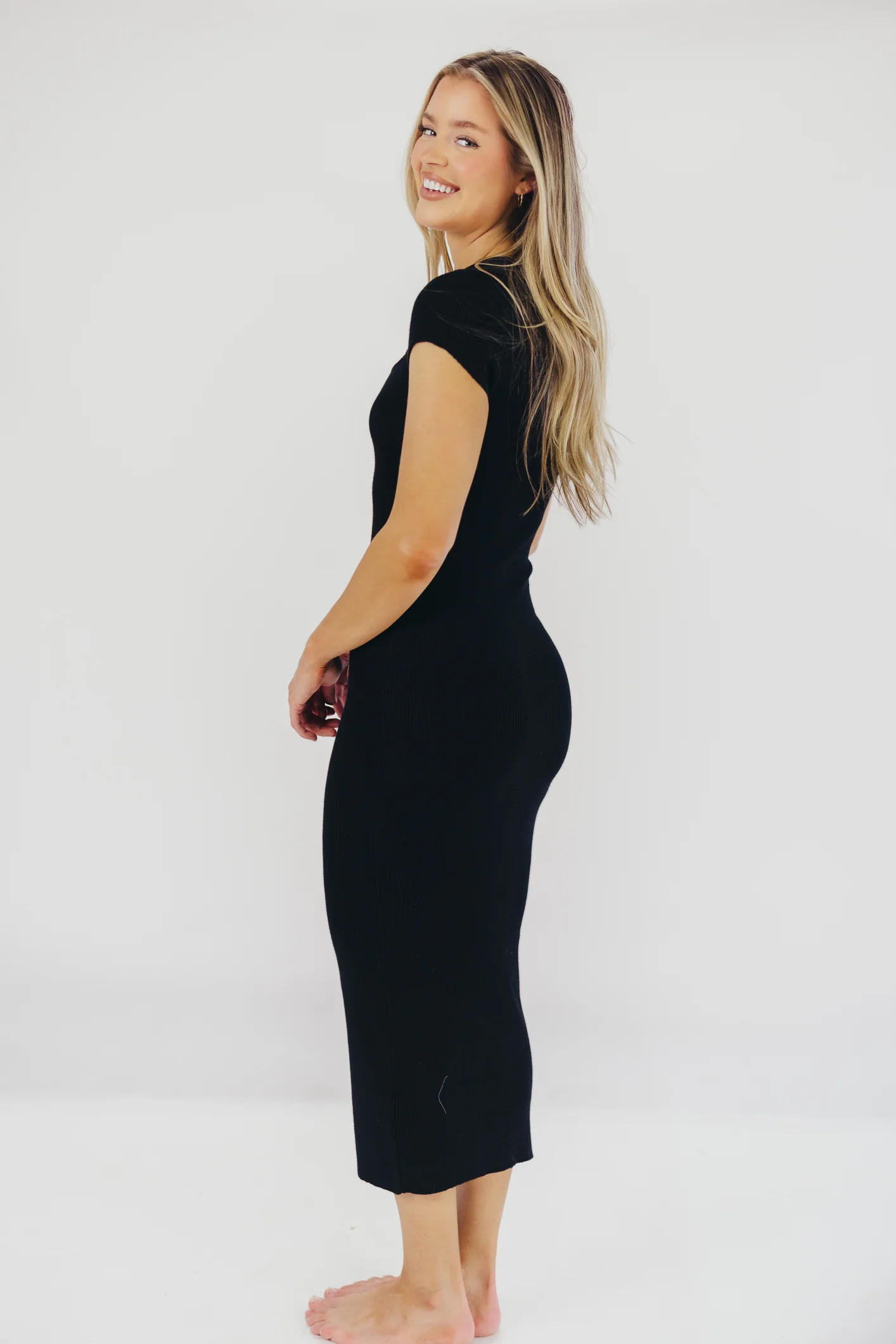 Wren Ribbed Knit Maxi Dress with Square Neckline in Black (XS-XL) - Worth Collective Exclusive - Fashionser