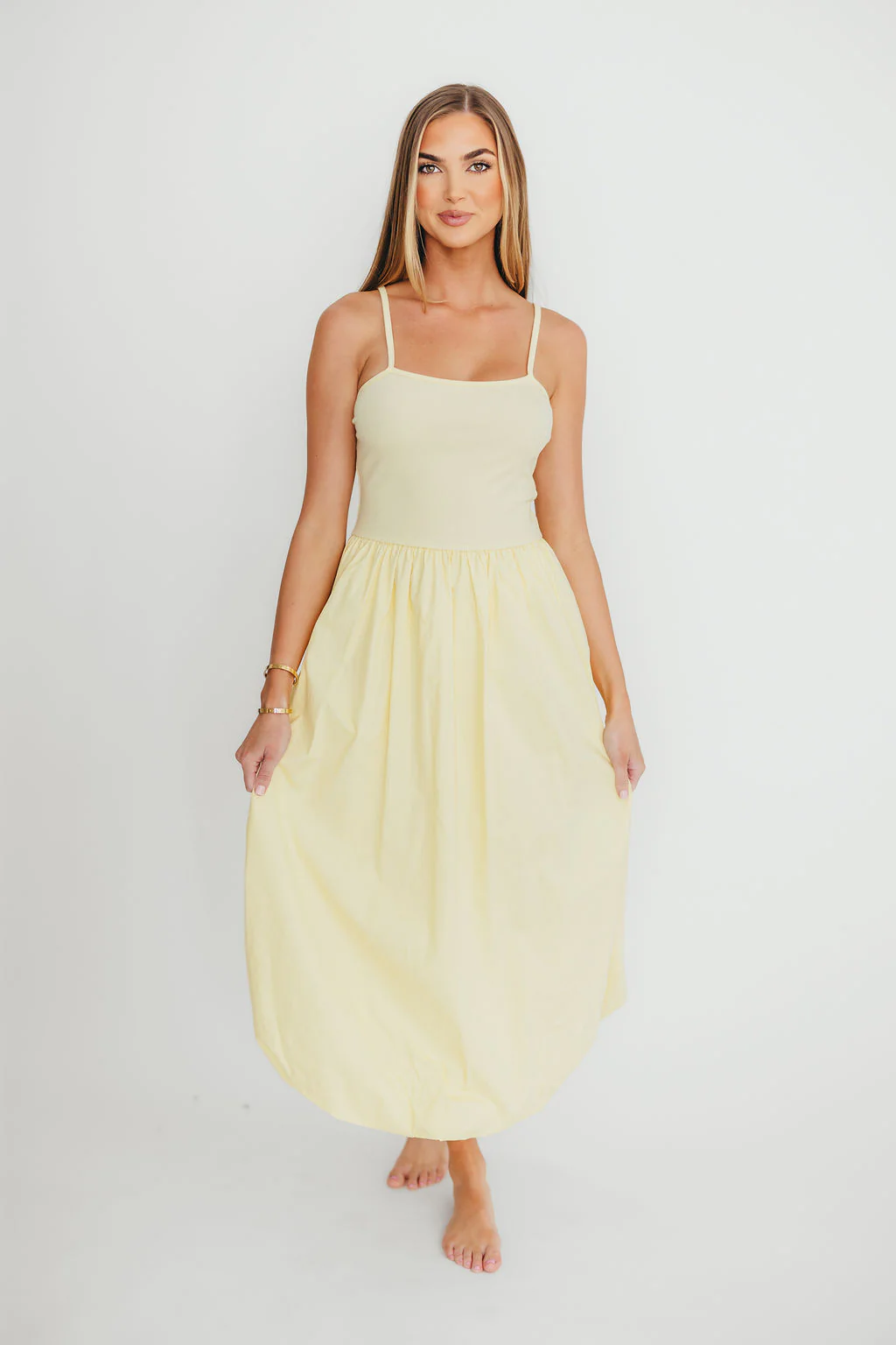 Marisol Bubble Maxi Dress in Yellow - Fashionser