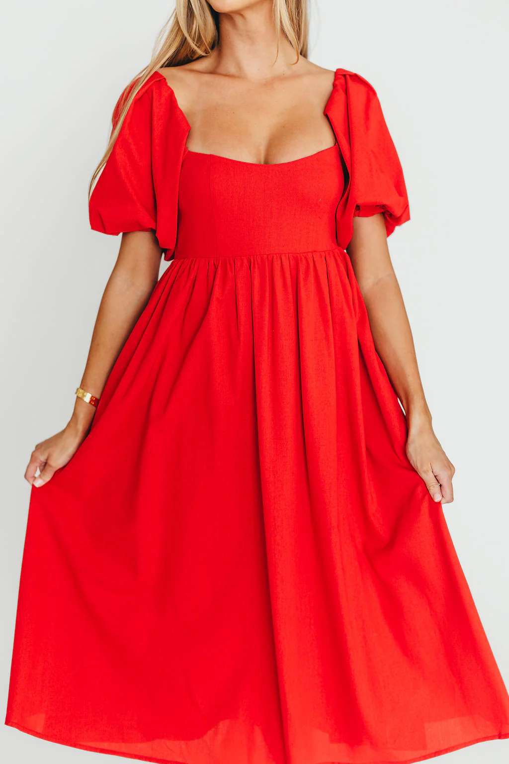 Hamilton Midi Dress in Red - Bump Friendly (S-XL) - Fashionser